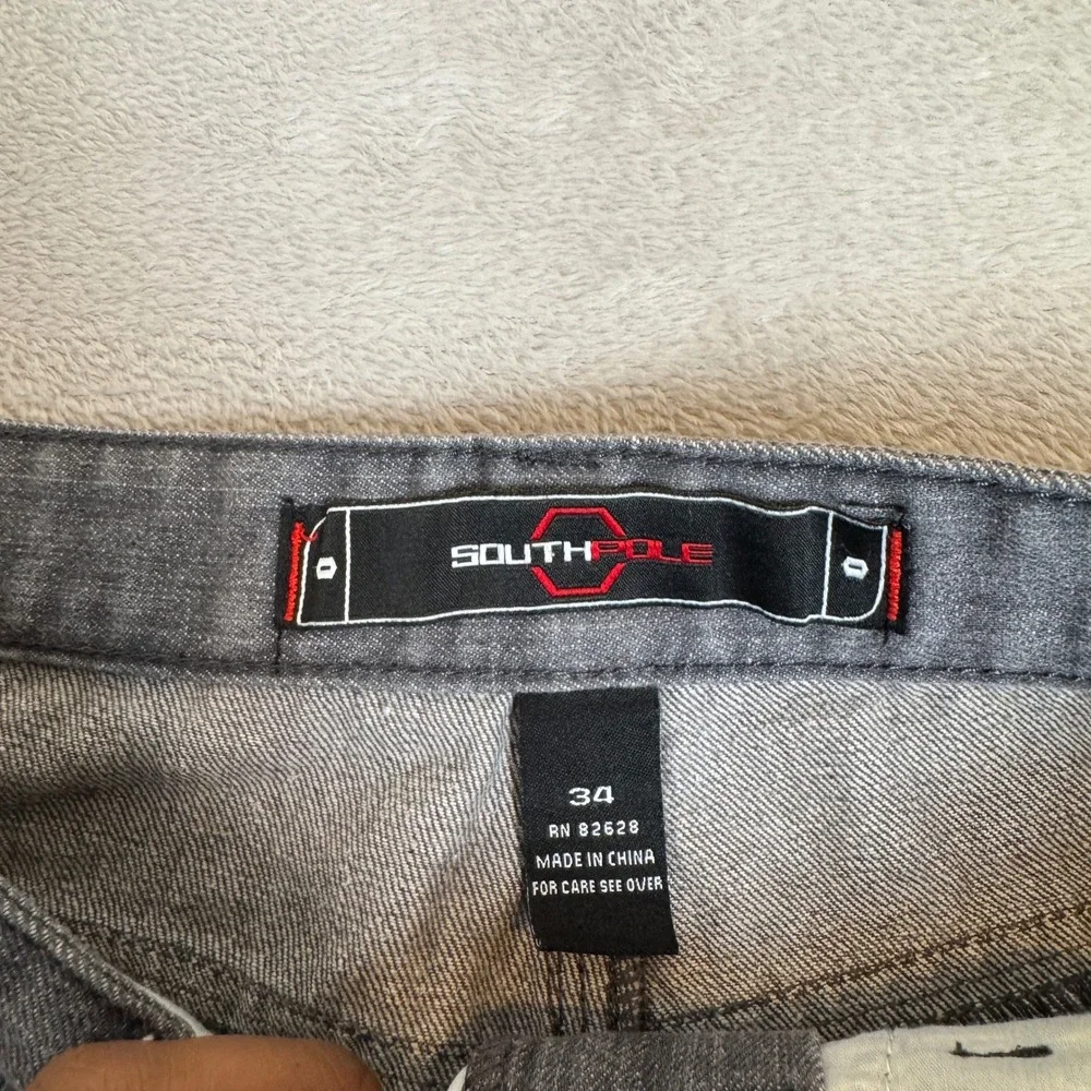 Vintage Southpole Jeans Mens 34 Gray Preowned Denim Straight Leg Streetwear - Picture 4 of 10